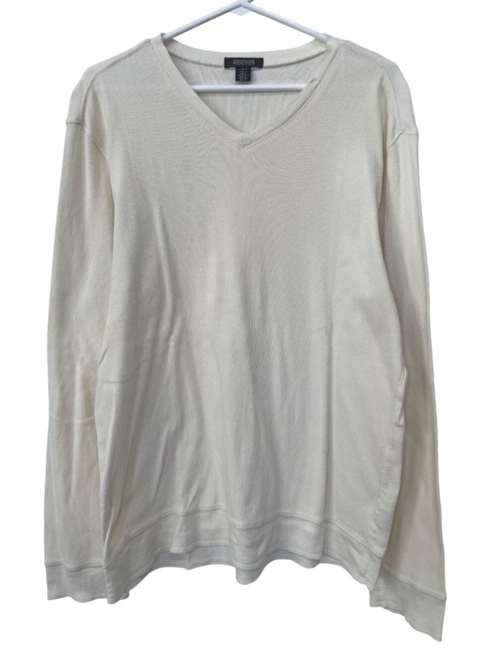 Kenneth Cole Reaction Shirt Large Ribbed Knit V-Neck Long Sleeve Pullover Lounge